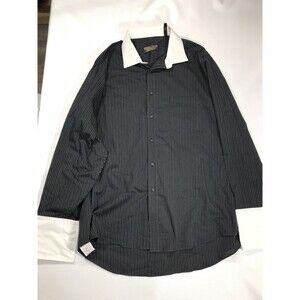 Donald J Trump Shirt Mens Size 17 1/2 Black White Signature Collection Flip Cuff